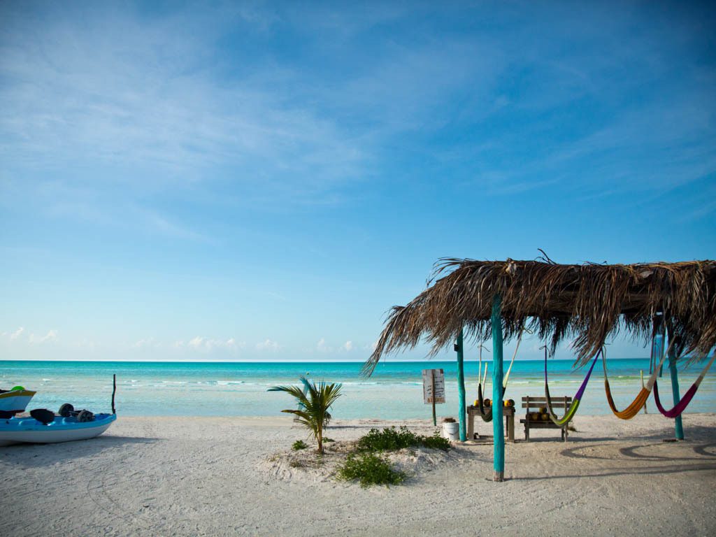 Beach hammocks on Holbox Island
