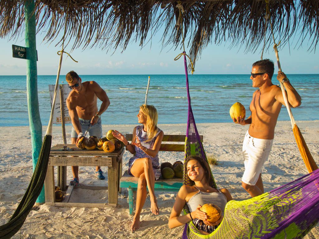 Turquoise Caribbean coastline in Quintana Roo Mexico