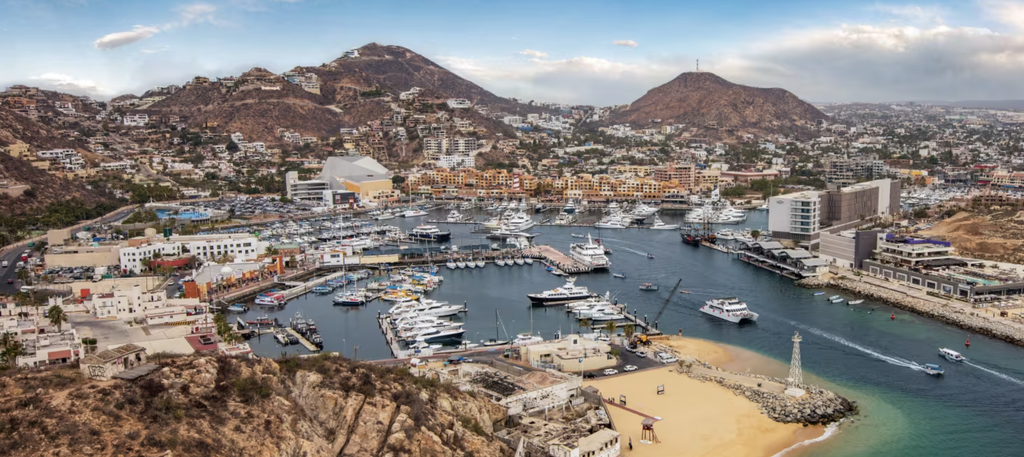 View of the marina in Cabo San Lucas.