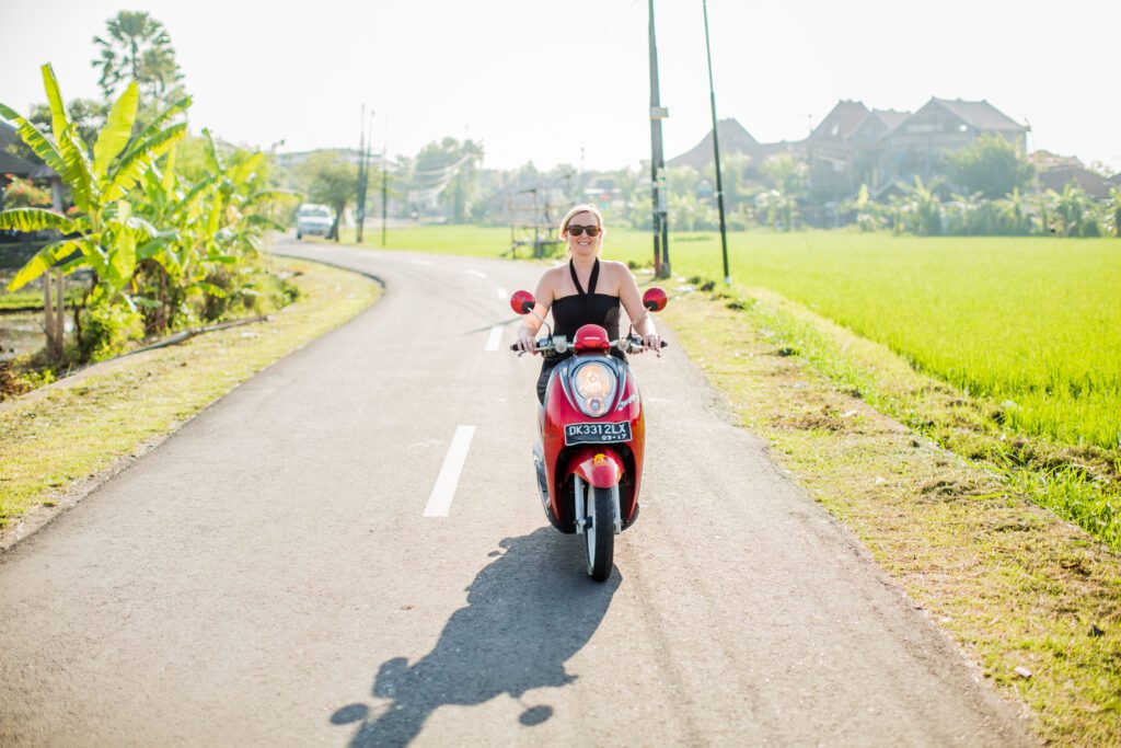Riding a moped