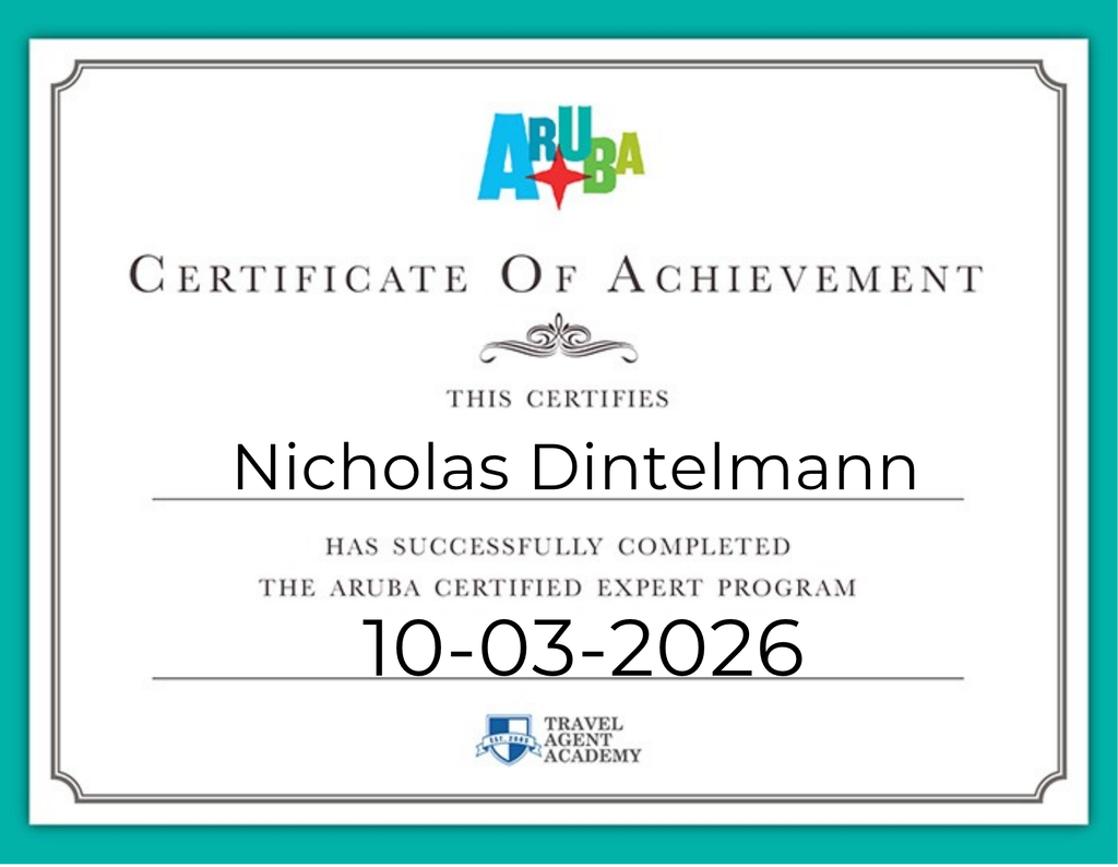 Certificate of Achievement for Nicholas Dintelmann 
