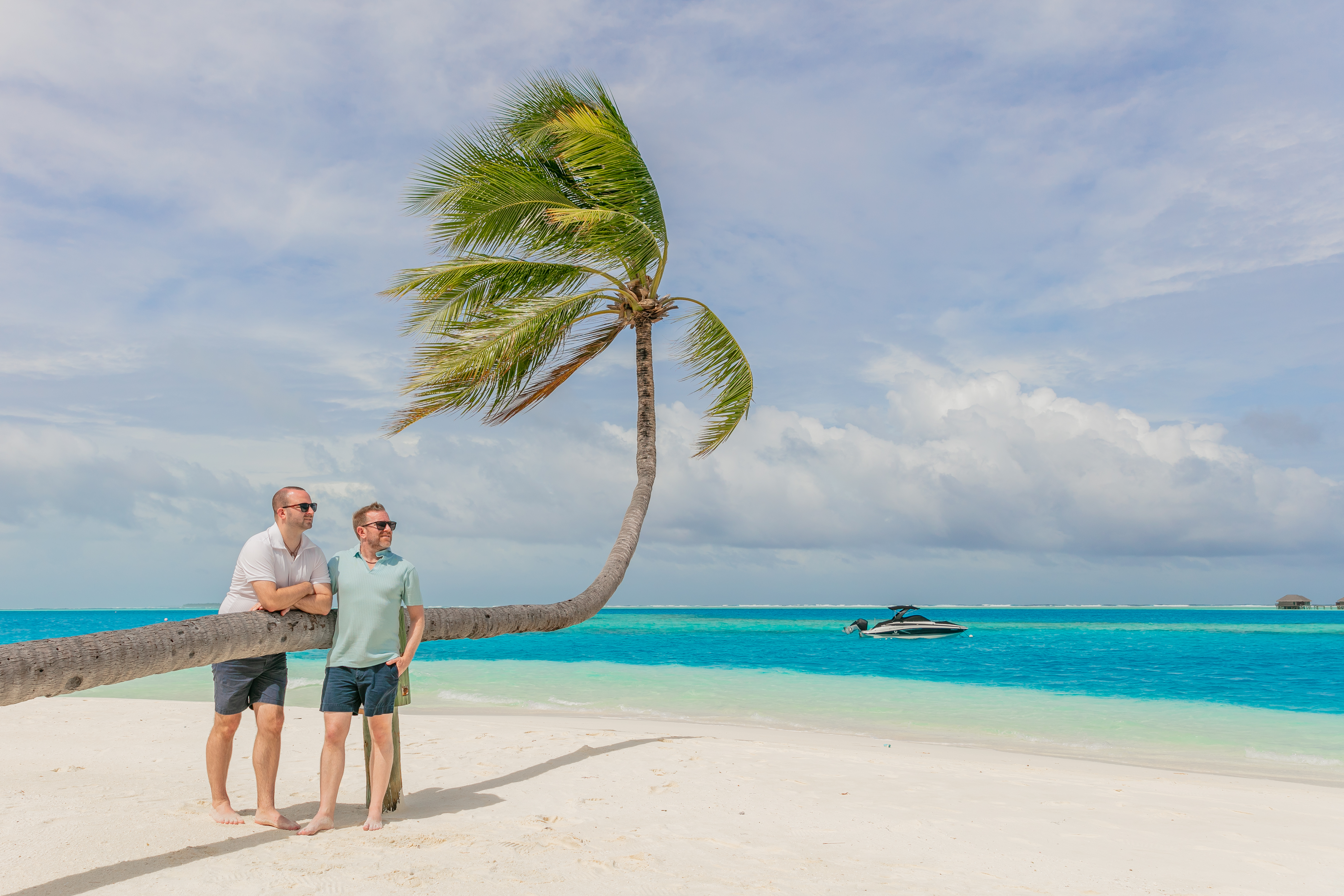 Hanging out by a palm tree