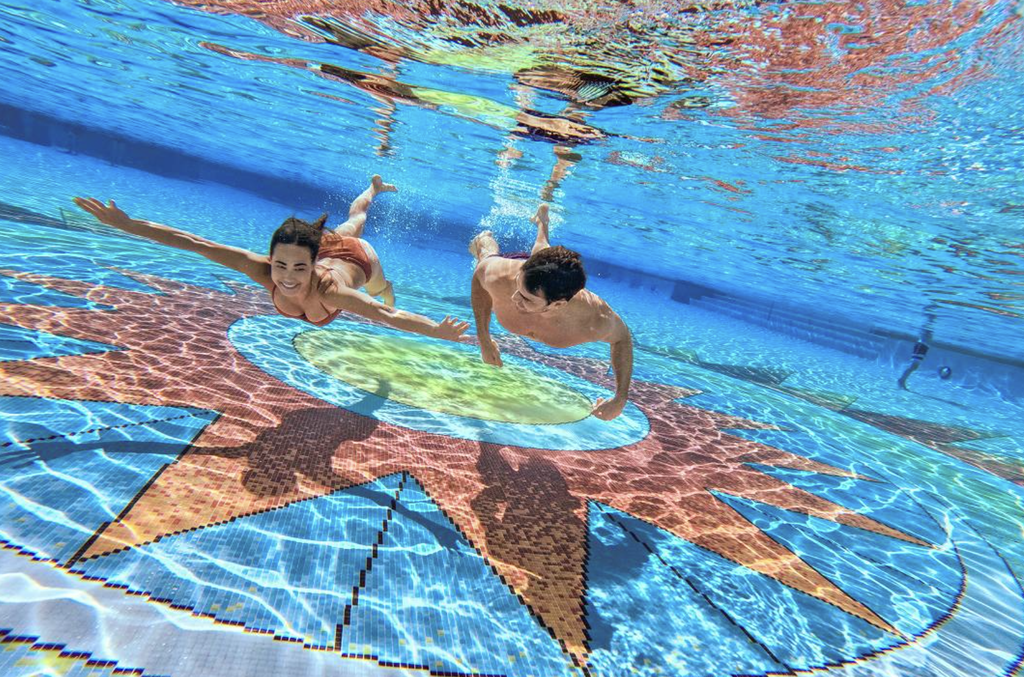 Swimming in a pool at Atlantis.