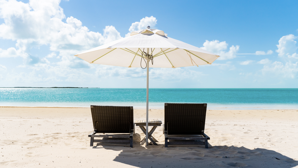 Beach chairs and table at South Caicos